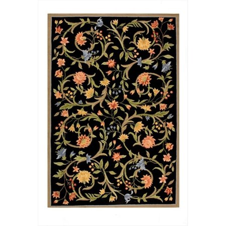 SAFAVIEH 2 ft. - 6 in. x 8 ft. Runner- Country and Floral Chelsea Black Hand Hooked Rug HK248B-28